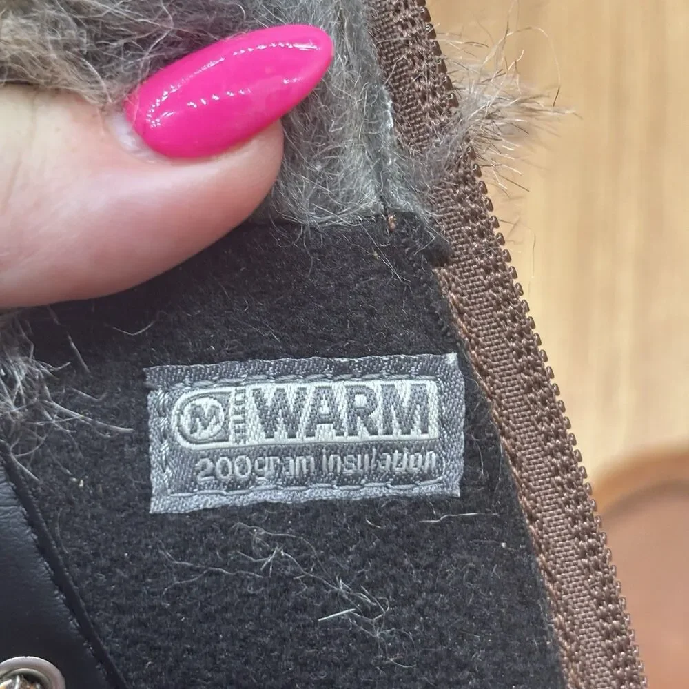Merrell Women Snowcreek Tall Boots Sz‎ 8 Brown Leather  Waterproof Fur Trim 200g